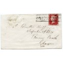 1858 cover-1d  type IV "Onich Onich" Inverness-shire Scots Local handstamp.