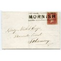 1858 cover with 1d with type III "Mornish" Isle of Mull, Scots Local handstamp.