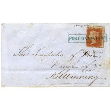 1855 cover -1d  type VIII BLUE "Port Bannatyne" Isle of Bute Scots Local handstamp.