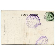 1910 p/card EVII ½d with "Posted on Board S.S. Fairy Queen" + "Lord of Isles" cachets