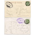 1907/10 postcards with EVII ½ds with belted "R.M.S. Lord of the Isles" cachet.