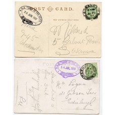 1907/10 postcards with EVII ½ds with belted "R.M.S. Lord of the Isles" cachet.