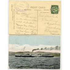 1912 postcard with ½d "Caledonian Steam Packet Co Ltd-Duchess of Rothesay" cachet.