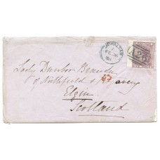 Gibraltar, Great Britain 6d lilac issue, with blue ink "A26"  addressed to Elgin, Scotland. 