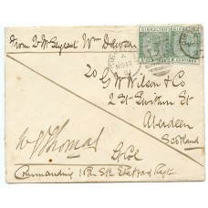 Gibraltar 1891 cover with 2 x 5c  on a "Soldiers Letter"  to Aberdeen, Scotland.