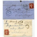1861 + 1868 Scottish covers showing blue and black "2"d due handstamps