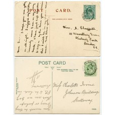 1903/09 postcards with EVII ½ds with Scalloway and Scalloway-Shetland c.d.s.