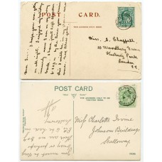 1903/09 postcards with EVII ½ds with Scalloway and Scalloway-Shetland c.d.s.