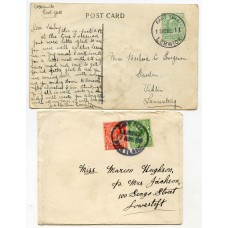 1911/20 SHETLAND postcard and cover with EVII ½d and KGV ½d &1d with East Yell c.d.s.