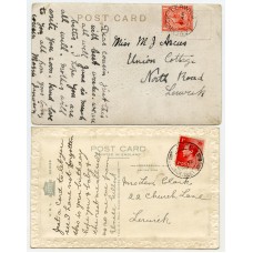 1925/37 postcards with KGV 1d + EVIII 1d with Levenwick, Shetland Islands c.d.s.