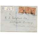1934 cover with three KGV 1½d issues being "Registered" from Vidlin, Shetland Islands.