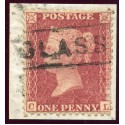 1857 1d rose-red with "Glass" Aberdeenshire Type VIII Scots Local handstamp.
