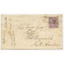 1860 cover with 6d lilac to New Brunswick with "Peterculter" Scots Local handstamp.