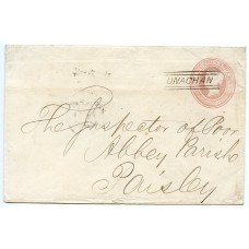 1860 1d pink postal stationery envelope with "Unachan" Scots Local handstamp.