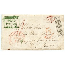 1858 cover to Ohio, U.S.A. with "Kenethmont" type V Scots Local handstamp.
