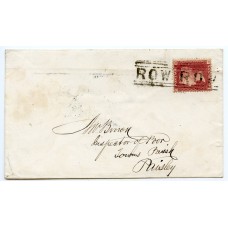 1859 cover with 1d rose-red tied by scarce "ROW ROW" Scots Local