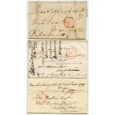 1799 - three covers with very scarce red FREE marking only used 3 months