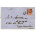 1857 1d rose-red on entire to Charlestown tied by very fine strike of the rare Edinburgh "Bonnington" Type VII Scots Local handstamp.
