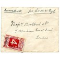 1907 cover with London + NW Railway 4d Parcel Stamp KINGS LANGLEY + label