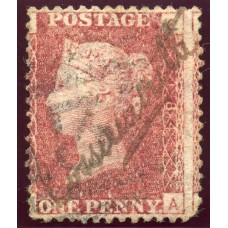 1862 1d red plate 184 with manuscript "LOSSIEMOUTH" cancel. Scarce.