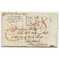 1842 SCARCE cover from Arbroath to New Zealand with London Crown Ship Letter h/s